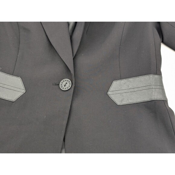 Tahari Arthur S. Levine Black Faux Leather Trim Women's Office Blazer Size 4 Sml - Picture 7 of 7